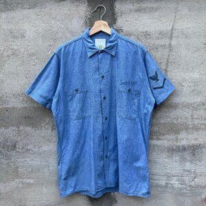 60's USN Chambray Short Sleeve Selvedge Button Down Shirt